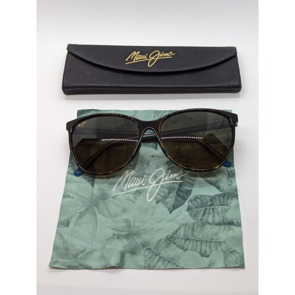 Maui Jim OCEAN Polarized Sunglasses 723-10P Tortoise Blue/Bronze Glass Women's